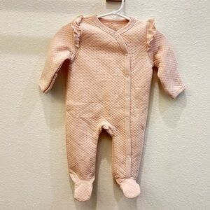 Badgley Mischka Pink Quilted Ruffle Romper - 3-6M